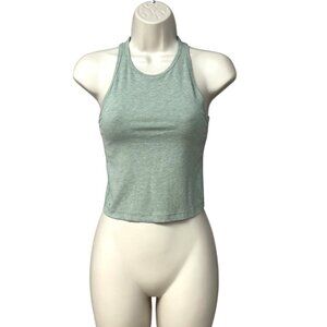 Yogalicious Women's Ribbed Built-in-Bra Cropped Tank Top, Sage Green, Sz. XS